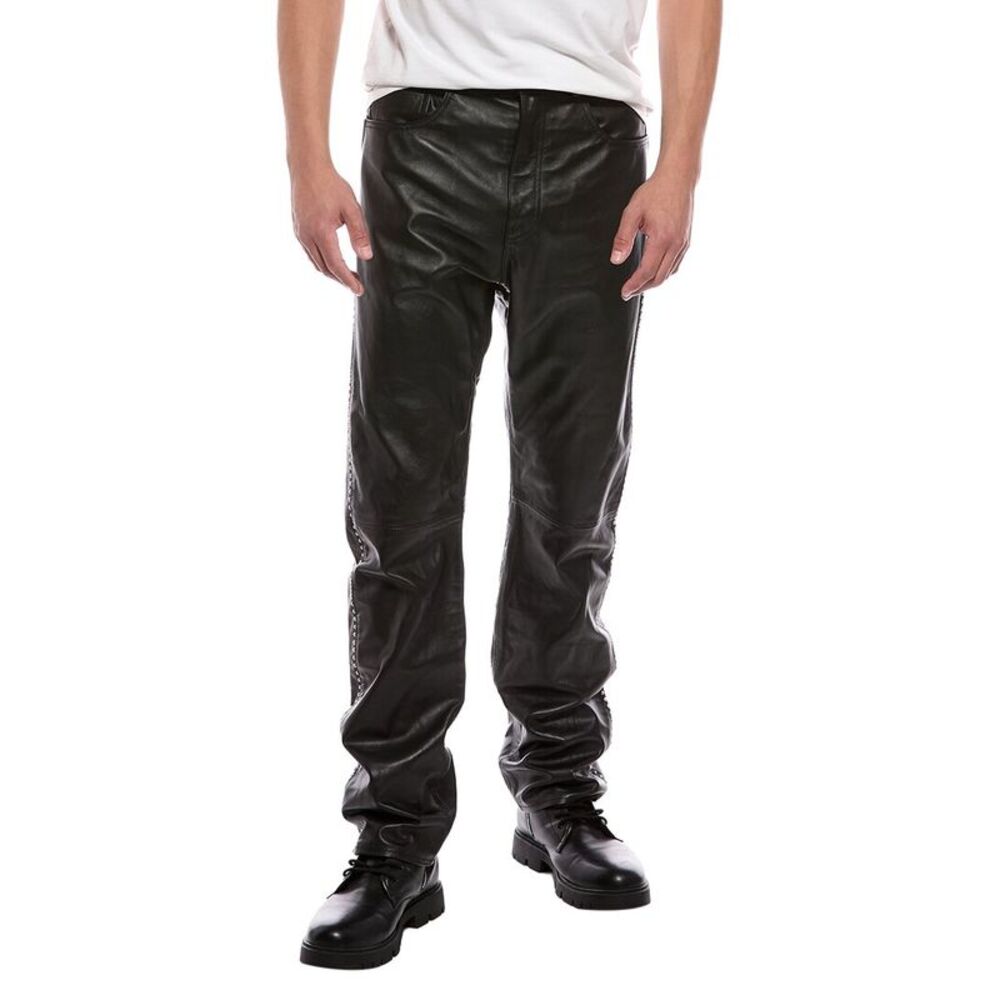 Blk Dnm Mens  Leather Pant, Black